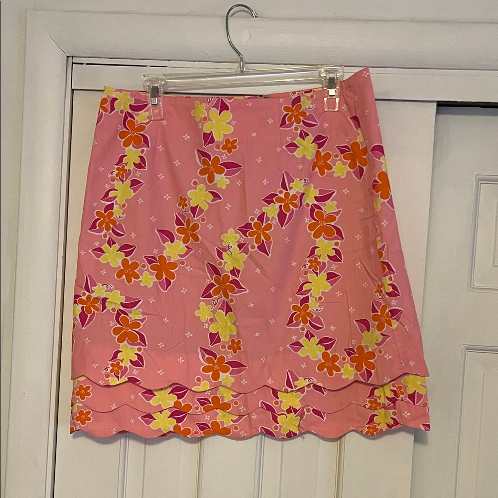 Vintage Lilly Pulitzer Pink and Orange Floral Mini Skirt